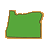 Green shape with brown and orange border resembling Oregon state outline on gray background.