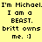 Yellow background with black text repeating 'I'm Michael. I am a BEAST. britt owns me. :]' in three , some words highlighted pink