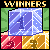 Pixel art icon with 'WINNERS' text above a central blue panel showing a large number '1' and diagonal white lines, flanked by green side panels and red/yellow lower panels with numbers '2' and '3'