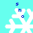 Four pixelated snowflakes on cyan background with blue 'sno' text above each, two in static state and two in animated state showing partial snowflake disappearance.