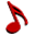 Red musical notes in various shapes and orientations on a gray background, displayed as static images.