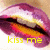 A four- shows a close-up of lips with purple-pink tones, yellow-orange inner mouth, and black lip outlines. Each contains text in different colors
