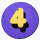 Nine circular purple icons with yellow number 4s and black shadows arranged in a