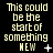Pixelated text reads "This could be the start of something MEW" with small symbols next to "MEW" on a black background, showing animation changes across frames.