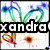 Animated icon with four quadrants showing abstract patterns, peace signs, and text overlays including "xandra rock's" and partial words.