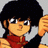 Pixelated anime character with black hair and red scarf holds up black sign with white text 'Anime IM' and 'com' on gray background.