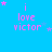 Blue background with pink text 'i love victor' and scattered pink and light blue stars in a