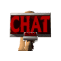 A hand holds a sign reading CHAT in red letters with smaller text below, showing variations in the sign's position and color across frames.