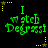 Green text reading 'I watch Degrassi' on black background with yellow stars at corners, animated star positions shift across frames.