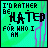 A 3x3 contact sheet of an animated pixel art icon showing text changes across frames with a green and purple background pattern.