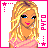 Pixel art contact sheet of a blonde cartoon character in pink and blue, with repeated "PYRO" text borders and visible animation frames showing partial body views.
