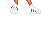 Pixel art contact sheet of a female character in various poses and sizes with text elements below each frame.