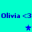 Blue text 'Olivia <3' repeated twice on cyan background with three blue stars in different positions across frames.