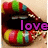 A mouth with rainbow-colored lips displays changing text over time, showing 'love', then 'is like', and finally 'a rainbow' in sequence.