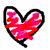 Pixelated heart icon with black outline and red-pink gradient fill, rendered in low-resolution digital style.
