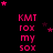 identical pink text blocks on a black background, each containing 'KMT', 'TOX', 'MY', and 'SOX' in vertical alignment with scattered stars