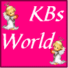 Pink background with 'KBs World' text and angel icon; angel's pose changes from standing to kneeling across frames.