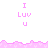 Pixelated pink text "I Luv U" appears above and below a wavy pink border on white background, with gray area in bottom-right corner.