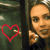 A woman with dark hair and light skin appears in a of four , each showing a different colored heart outline over her face