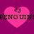 Four identical pink hearts on a magenta background with black text reading 'PENGUIN PENGUINS' and '<3' symbols above each heart.