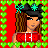 Pixel art Christmas-themed buddy icon featuring two characters against a red background with green heart border, one holding a rose and wearing a pirate hat, the other partially visible in swimwear-like top and pants.