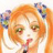 Pixelated close-up of a character with orange hair styled in pigtails, wearing a white top with a red tie, green eyes, and a neutral expression.