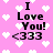 Pink background with white pixelated hearts and black text reading 'I Love You! <333' in two vertical