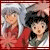 Animated sequence of two anime-style characters with changing facial expressions and mouth positions, set against a red background with blue text.