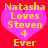 A static pixel art image with a bright red background, featuring two identical pink heart shapes containing yellow text that reads "Natasha Loves Steven 4 Ever".