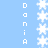 Light blue background with vertical of white pixelated snowflakes and the name 'Dania' in blocky text on both sides