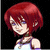 Two pixelated anime-style characters with red and blonde hair, blue eyes, and neutral expressions against a black background.