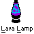 Pixelated icon of a lava lamp with blue and purple wax-like shapes inside, black base and top, labeled 'Lava Lamp' below.