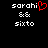 Pixelated text displays 'sarahi' with a red heart symbol replacing the 'i', followed by '&&' and 'sixto' in white on black background.