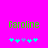 Green pixelated text 'Caroline' on bright pink background with cyan and purple star-like shapes below.