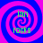 Four identical spiral patterns with blue and pink colors, each containing green text reading 'ian rocks' in two lines.