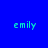 Four quadrants display the name 'emily' in cyan pixelated text against solid blue, purple, pink, and purple backgrounds.