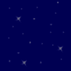 Dark blue background with scattered white star shapes, one solid light gray rectangle in bottom right corner.