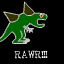 Animated contact sheet of a green dinosaur icon with brown spikes firing red projectiles, displayed in 5x5 grid format on black background.