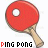 A contact sheet of 14 animated frames showing a red ping pong paddle with a white circular hole on the head, arranged in a 4x4 grid layout with one grayed-out frame at bottom right.