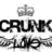 A static pixelated image features a crown above bold text reading CRUNK and stylized cursive below, all in grayscale on white.