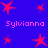 Blue background with red star shapes and pink text reading "Sylvianna" in four positions.