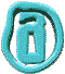A contact sheet of 8 animated frames showing a teal-colored stylized 'R' icon in various 3D rotations and angles against a gray background.