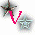 star-shaped icons with pink text letters scattered across them, featuring multiple color variations including brown, blue, purple, and silver stars on a white background