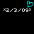 A static pixel art icon with a cyan heart symbol above two identical date strings on black background.