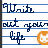 four and six shows repeated text "Wait out your" with a small icon, where the icon's color cycles through blue, purple, pink, and orange across frames
