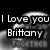 Black-and-white animated icon with text overlays on a blurred background showing 'I Love you Brittany', 'So much It's UNMEASURE ABLE', and 'SO HAPPY TOGETHER' in pixelated font.