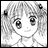 A black-and-white pixelated anime-style character icon with text elements on a dark background, presented as part of an animated contact sheet.