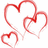 Red heart outlines and text on white background with 'I', 'Love', and 'Him' in red.