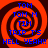 Four identical display a red and black spiral background with blue text reading TOM, TOM M, TIM, TRIP T'S, HELL YEAH! in pixelated font
