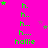 A bright pink background with green text reading 'h.' and 'h...' in multiple , each followed by 'hallie' in green, surrounded by scattered small green and purple stars
